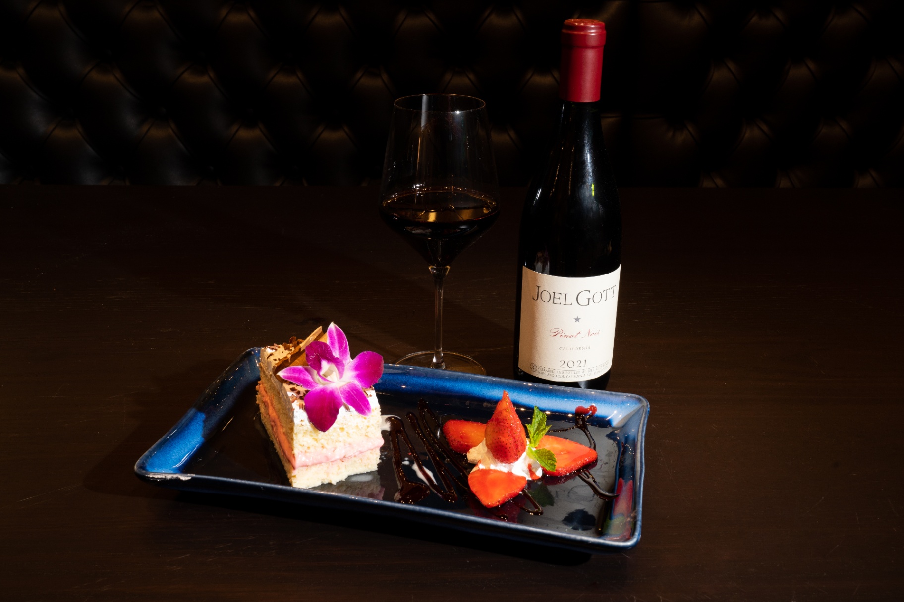 Tres leches dessert with Joel Gott Pinot Noir